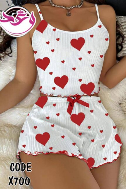 طقم هوت شورت حريمي قلوب