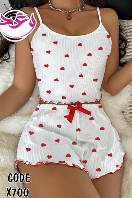 طقم هوت شورت حريمي قلوب